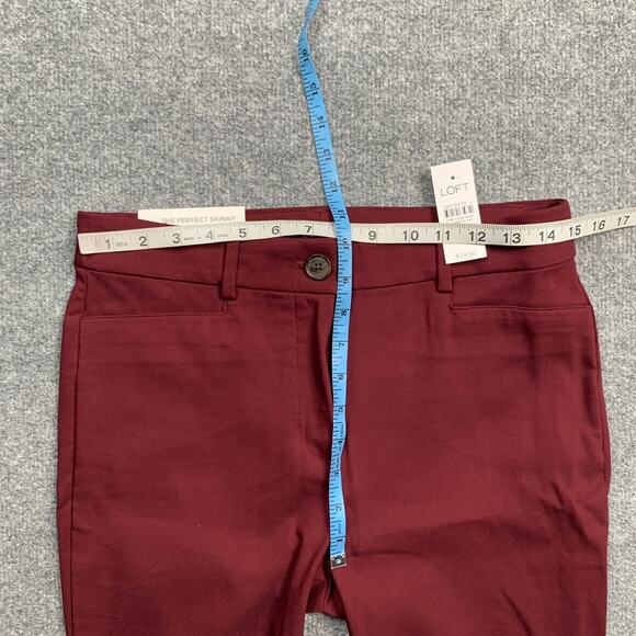 Loft Pants Womens Womens 4 Burgundy Sutton Skinny Stretch Slash Pockets Ankle - Picture 7 of 15